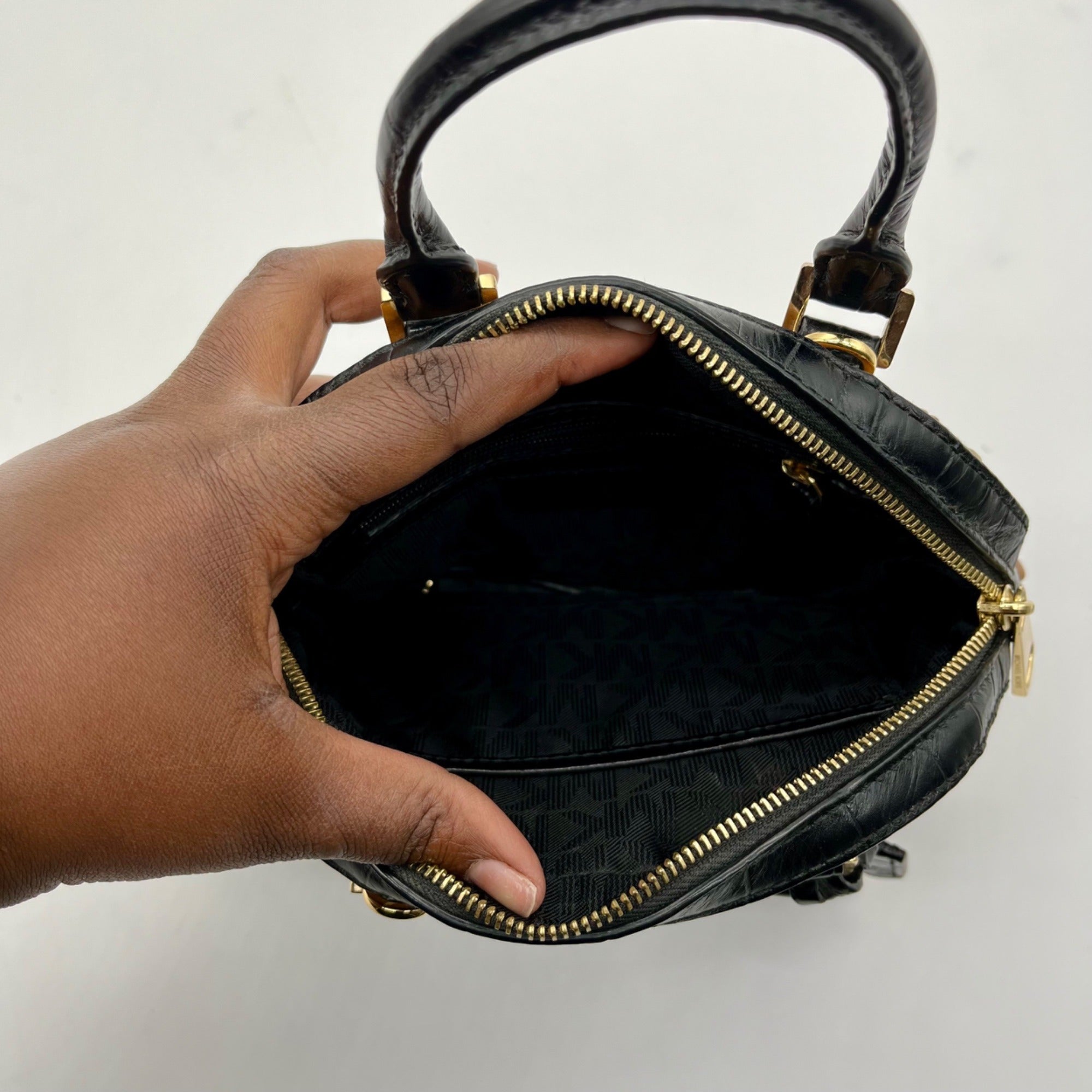 Michael Kors Brown Leather Smythe Dome Satchel Bag