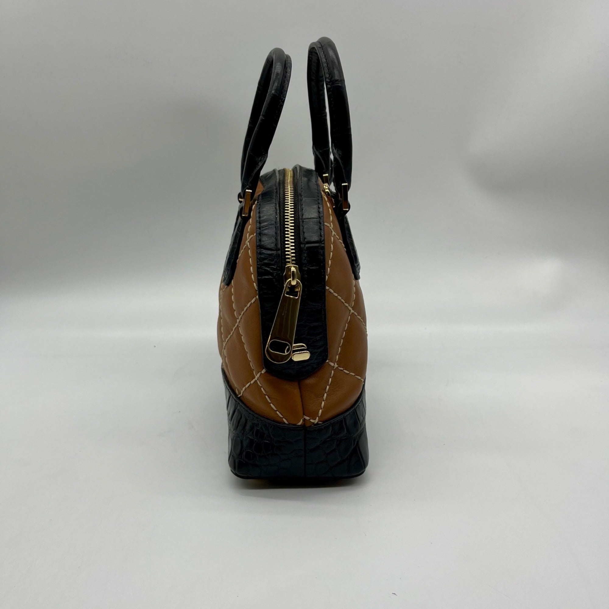 Michael Kors Brown Leather Smythe Dome Satchel Bag