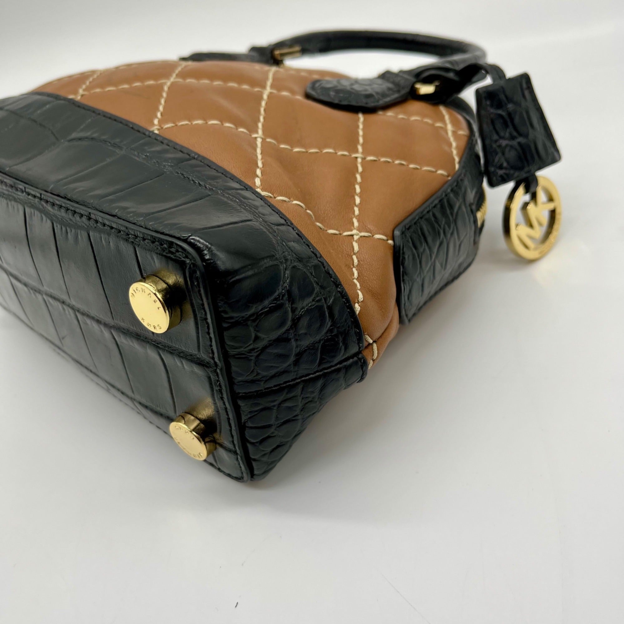 Michael Kors Brown Leather Smythe Dome Satchel Bag