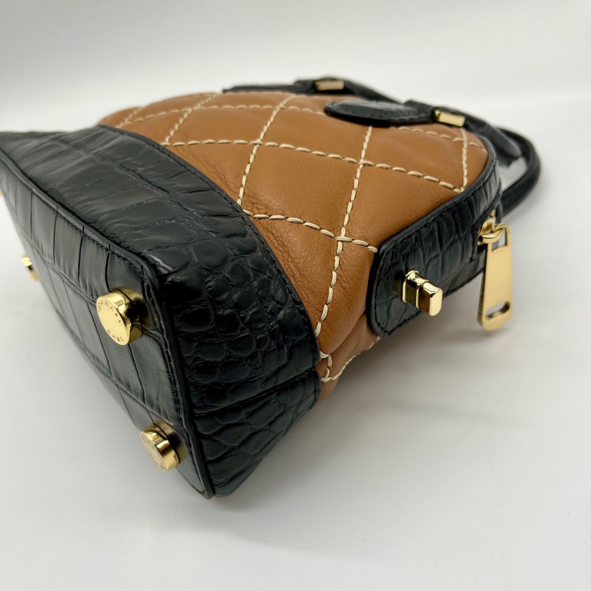 Michael Kors Brown Leather Smythe Dome Satchel Bag