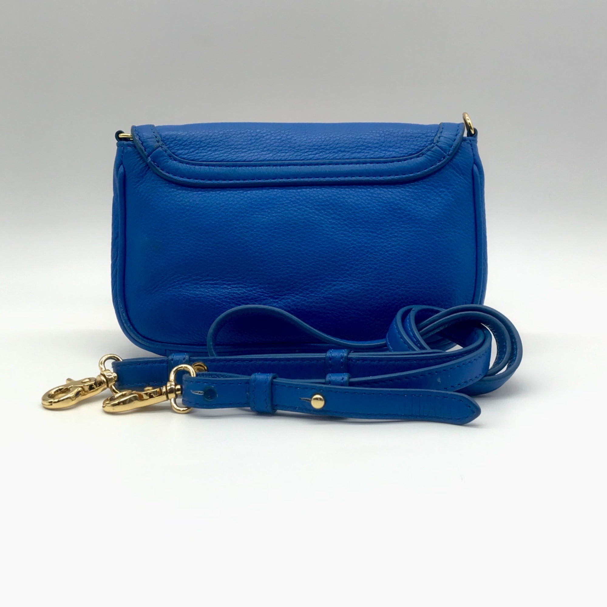 Tory Burch Blue Pebbled Leather Mini Crossbody Bag