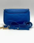 Tory Burch Blue Pebbled Leather Mini Crossbody Bag