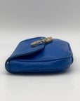 Tory Burch Blue Pebbled Leather Mini Crossbody Bag