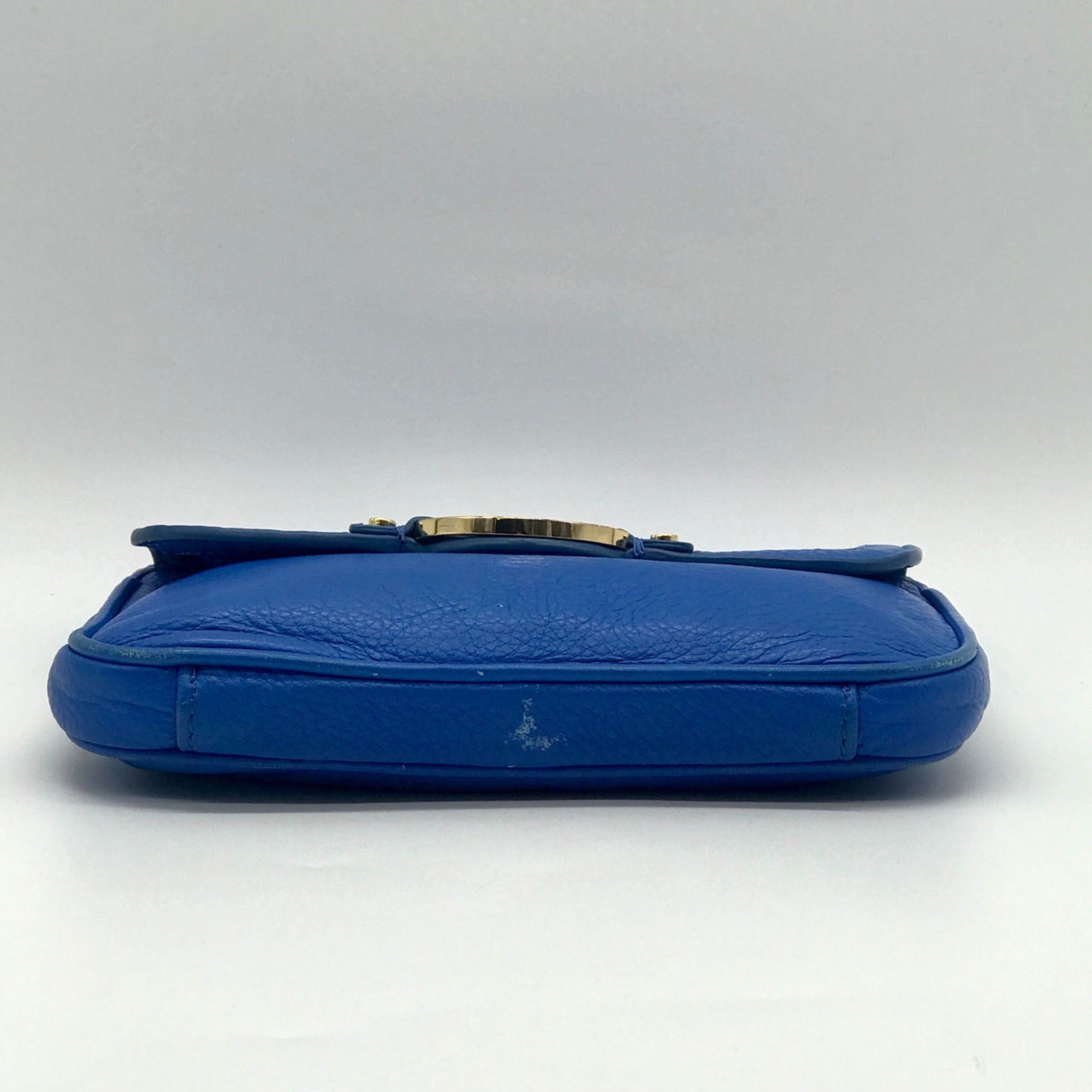 Tory Burch Blue Pebbled Leather Mini Crossbody Bag