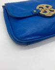 Tory Burch Blue Pebbled Leather Mini Crossbody Bag