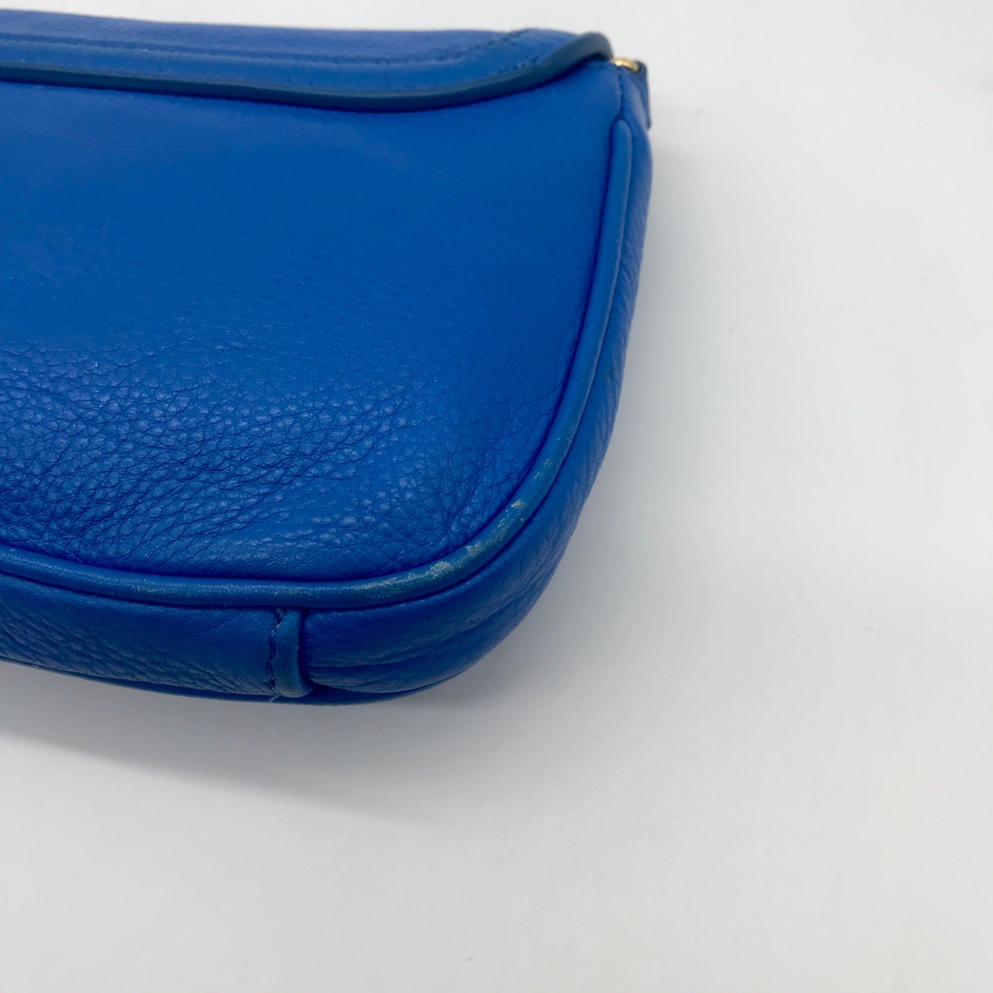 Tory Burch Blue Pebbled Leather Mini Crossbody Bag