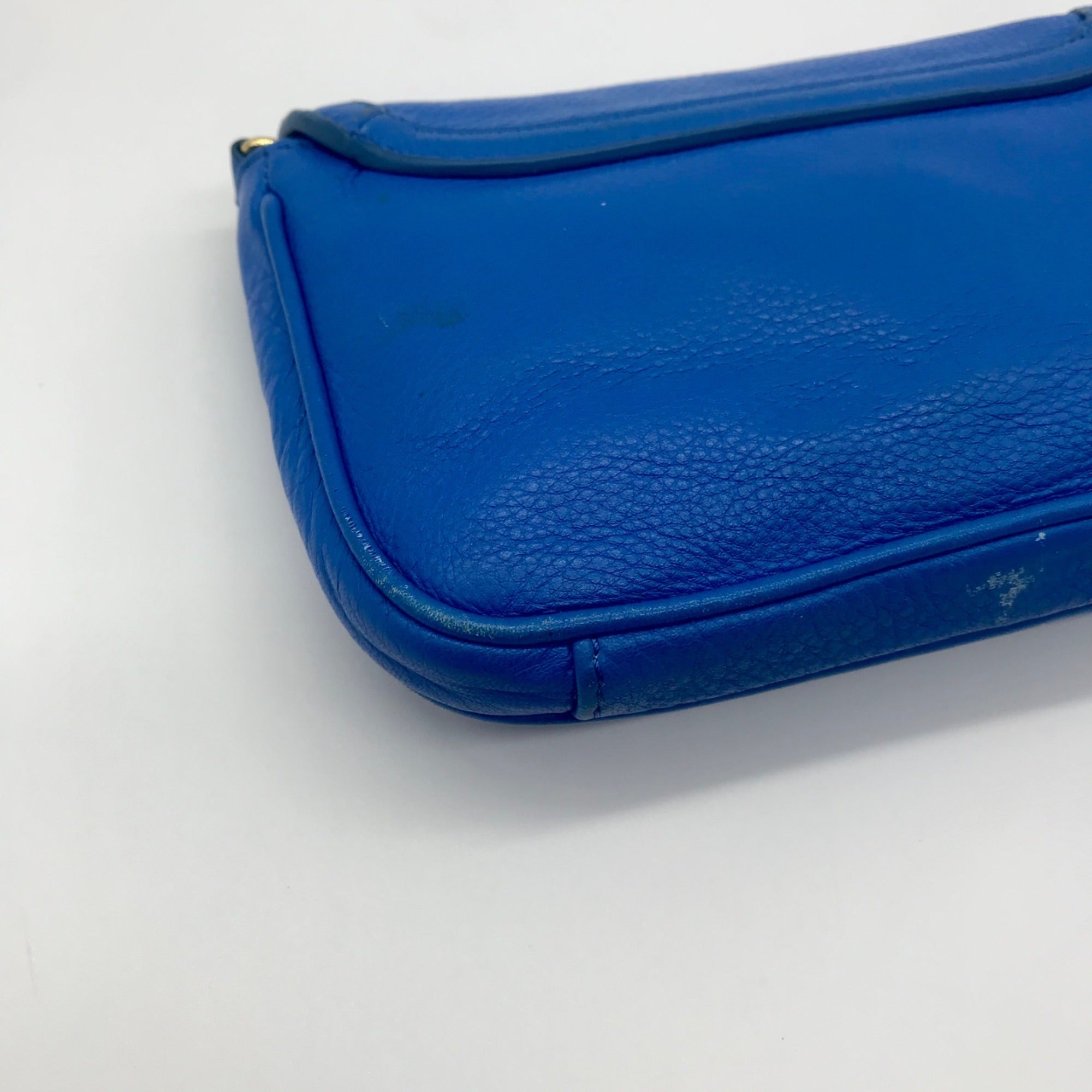 Tory Burch Blue Pebbled Leather Mini Crossbody Bag