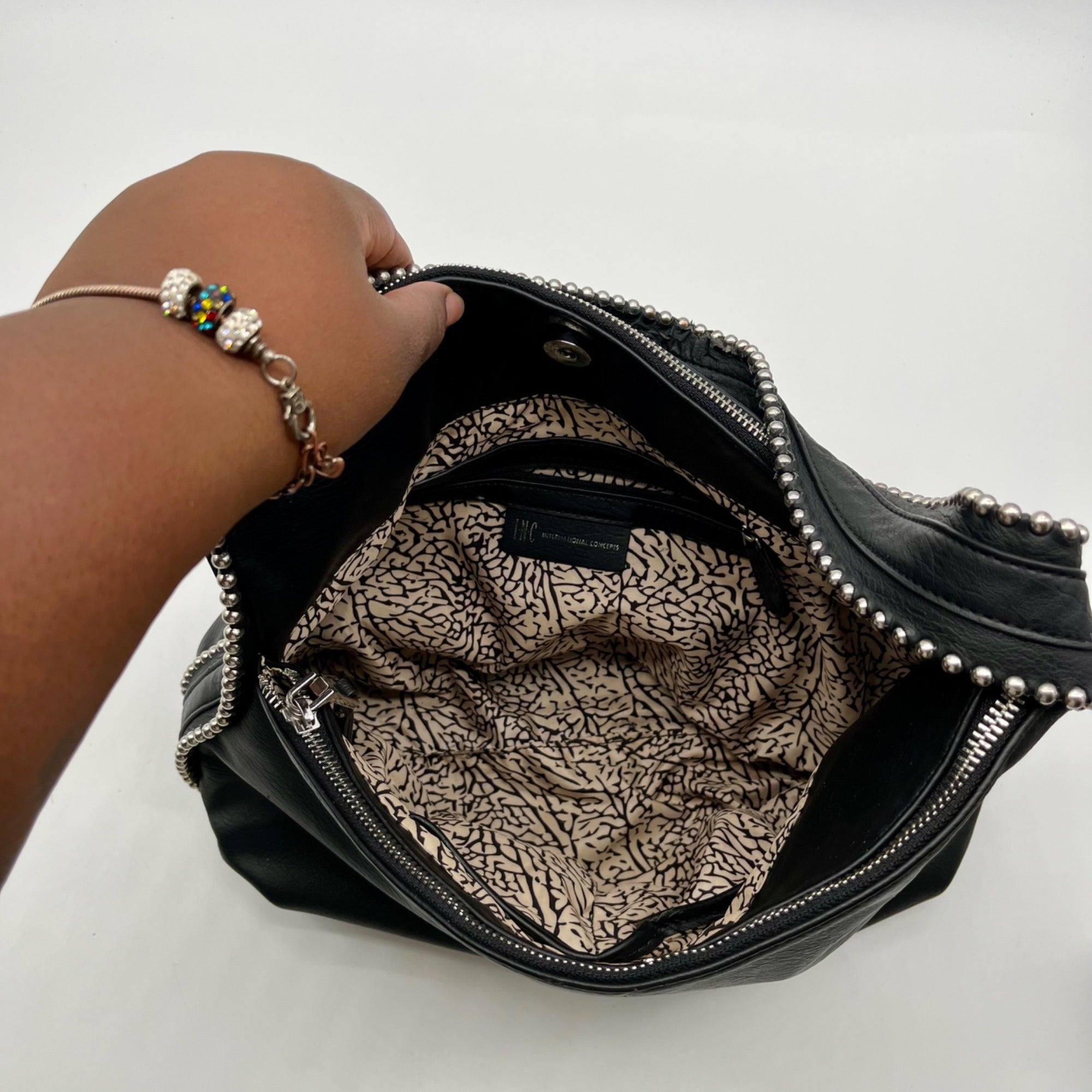 I.N.C. Black Studded Shoulder Bag