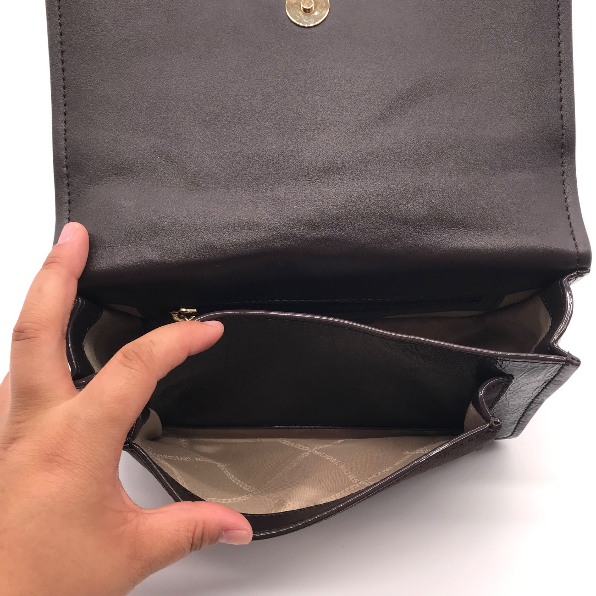 Michael Kors Chocolate Suede &amp; Leather Claire Shoulder Bag
