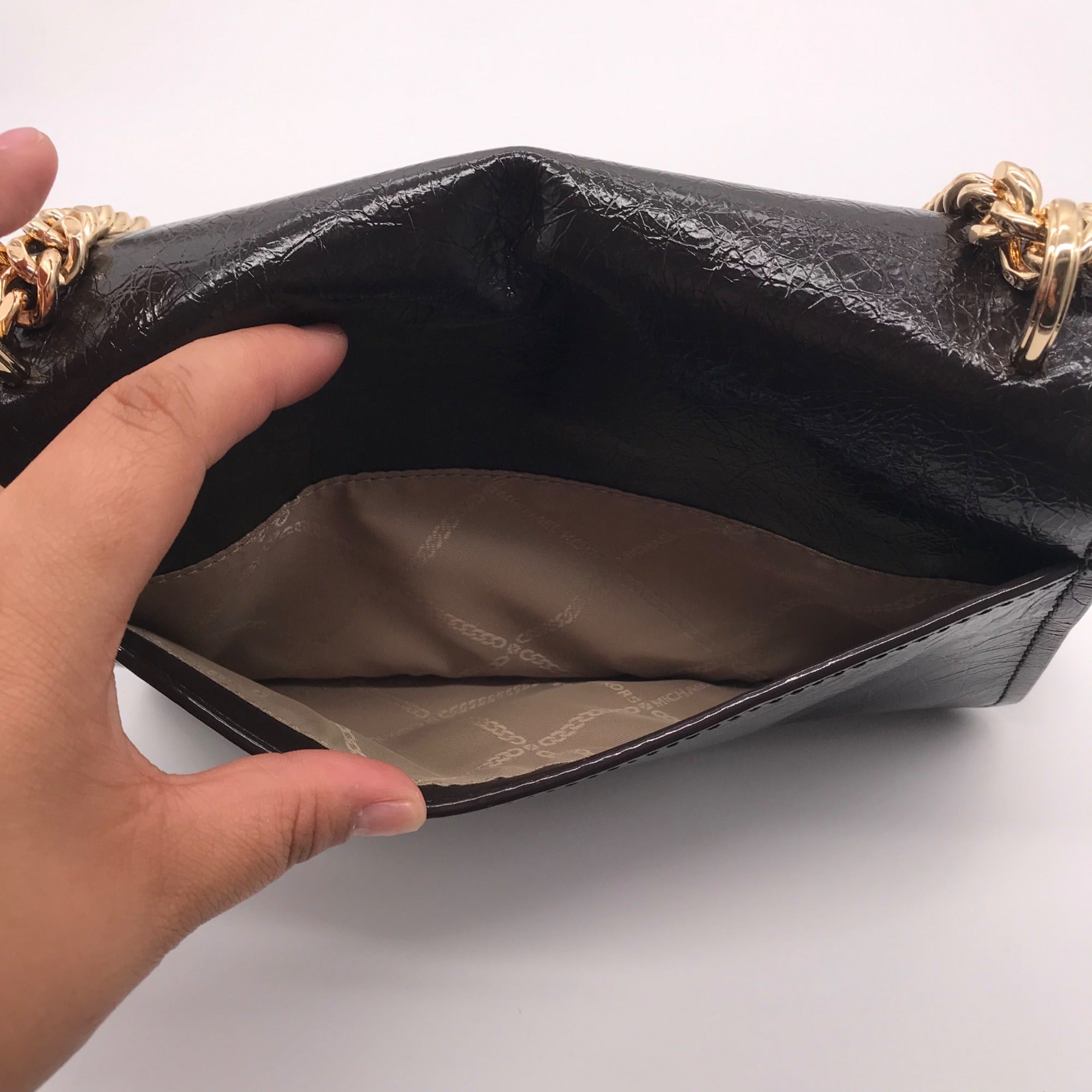 Michael Kors Chocolate Suede &amp; Leather Claire Shoulder Bag