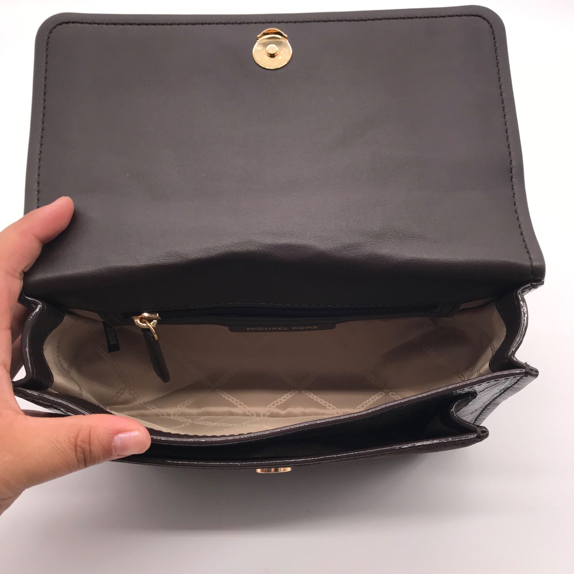 Michael Kors Chocolate Suede &amp; Leather Claire Shoulder Bag