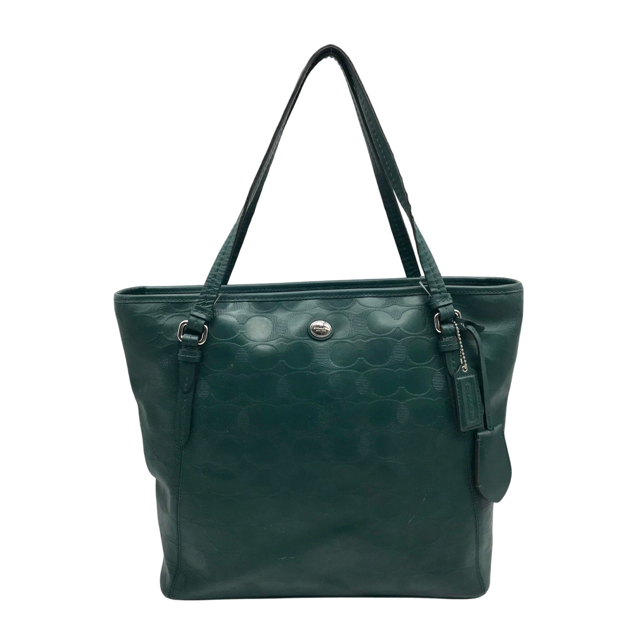 Coach Green Leather Peyton LIN C Embossed Zip Tote Bag F31404