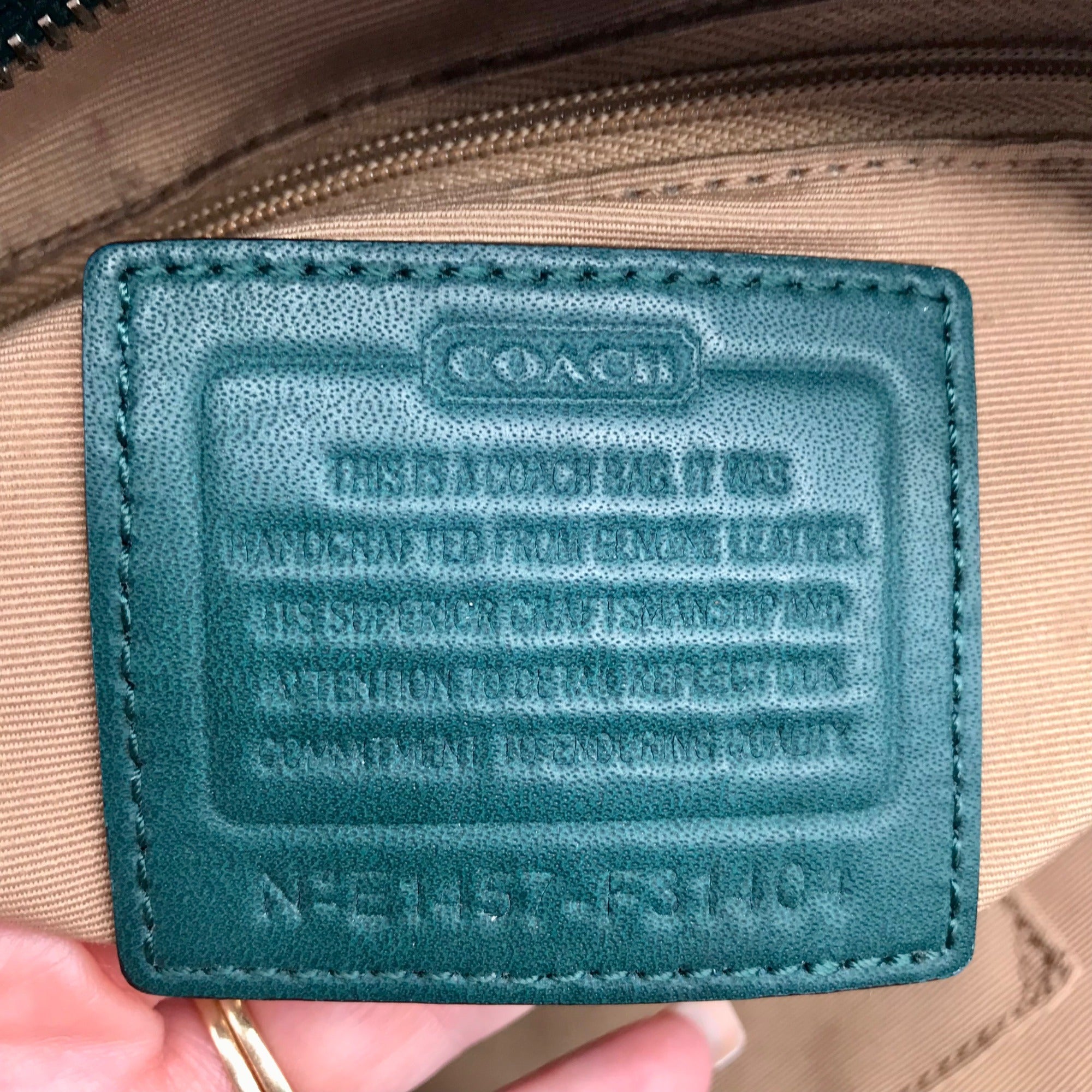 Coach Green Leather Peyton LIN C Embossed Zip Tote Bag F31404