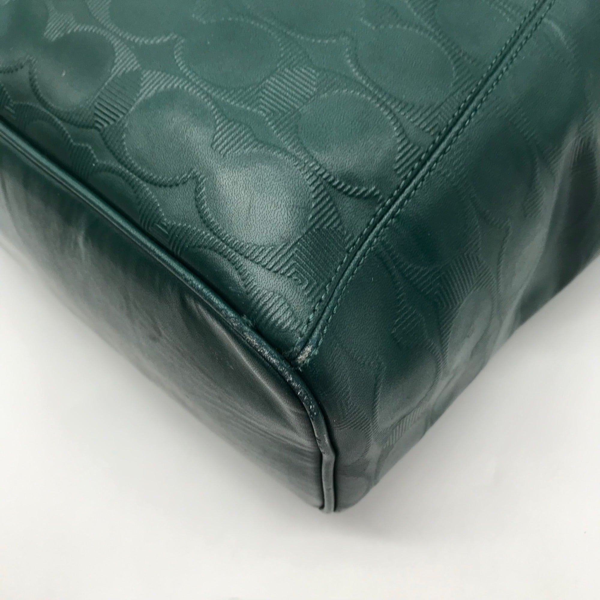 Coach Green Leather Peyton LIN C Embossed Zip Tote Bag F31404