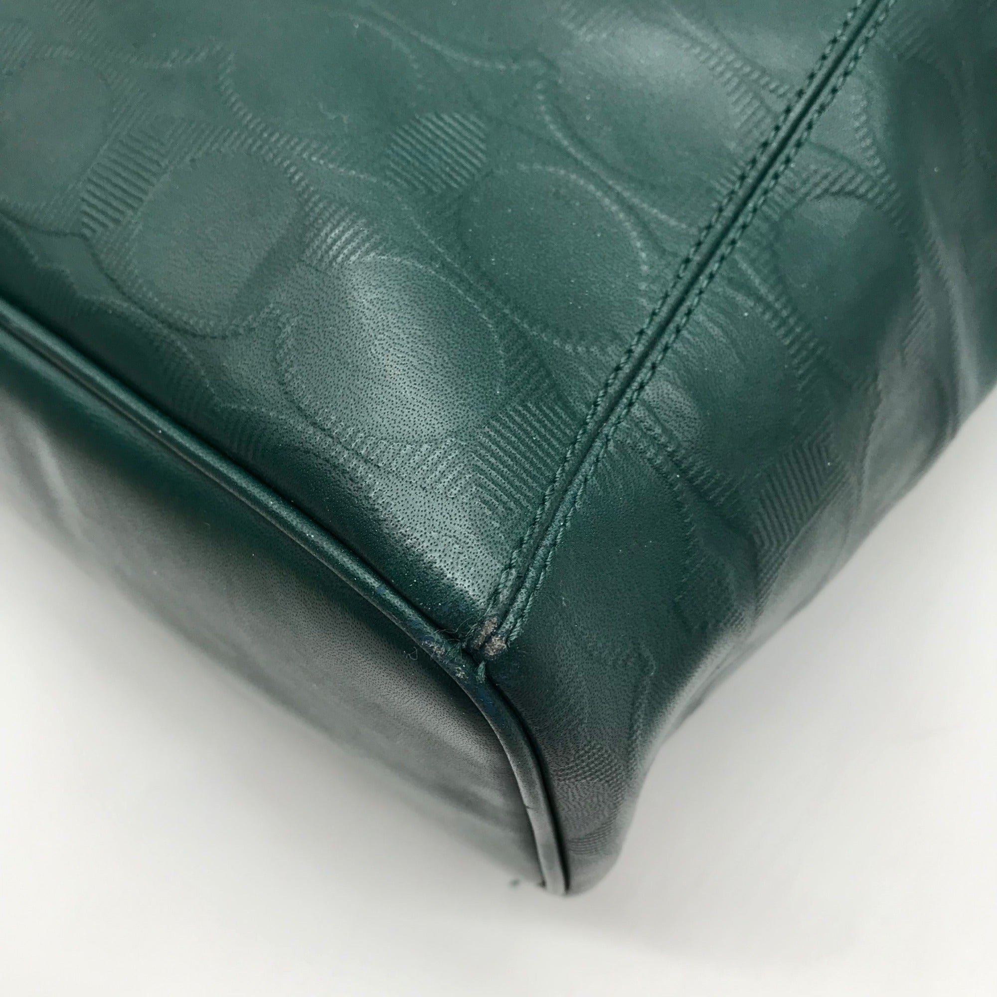 Coach Green Leather Peyton LIN C Embossed Zip Tote Bag F31404