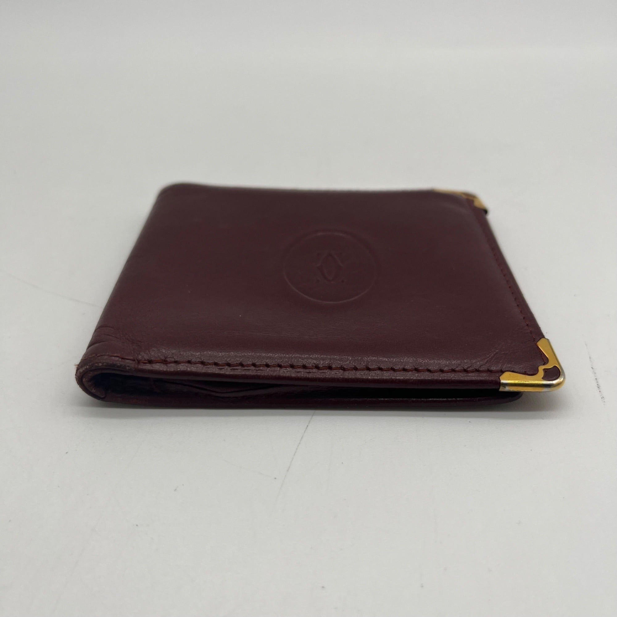 Cartier Vintage Burgundy Smooth Leather Bifold Wallet