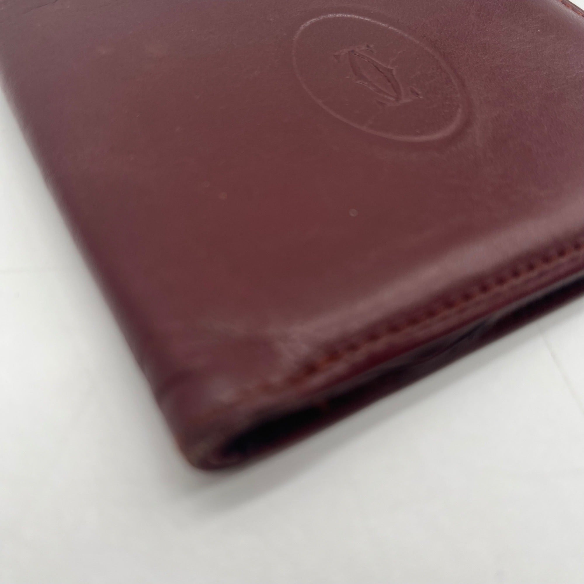 Cartier Vintage Burgundy Smooth Leather Bifold Wallet