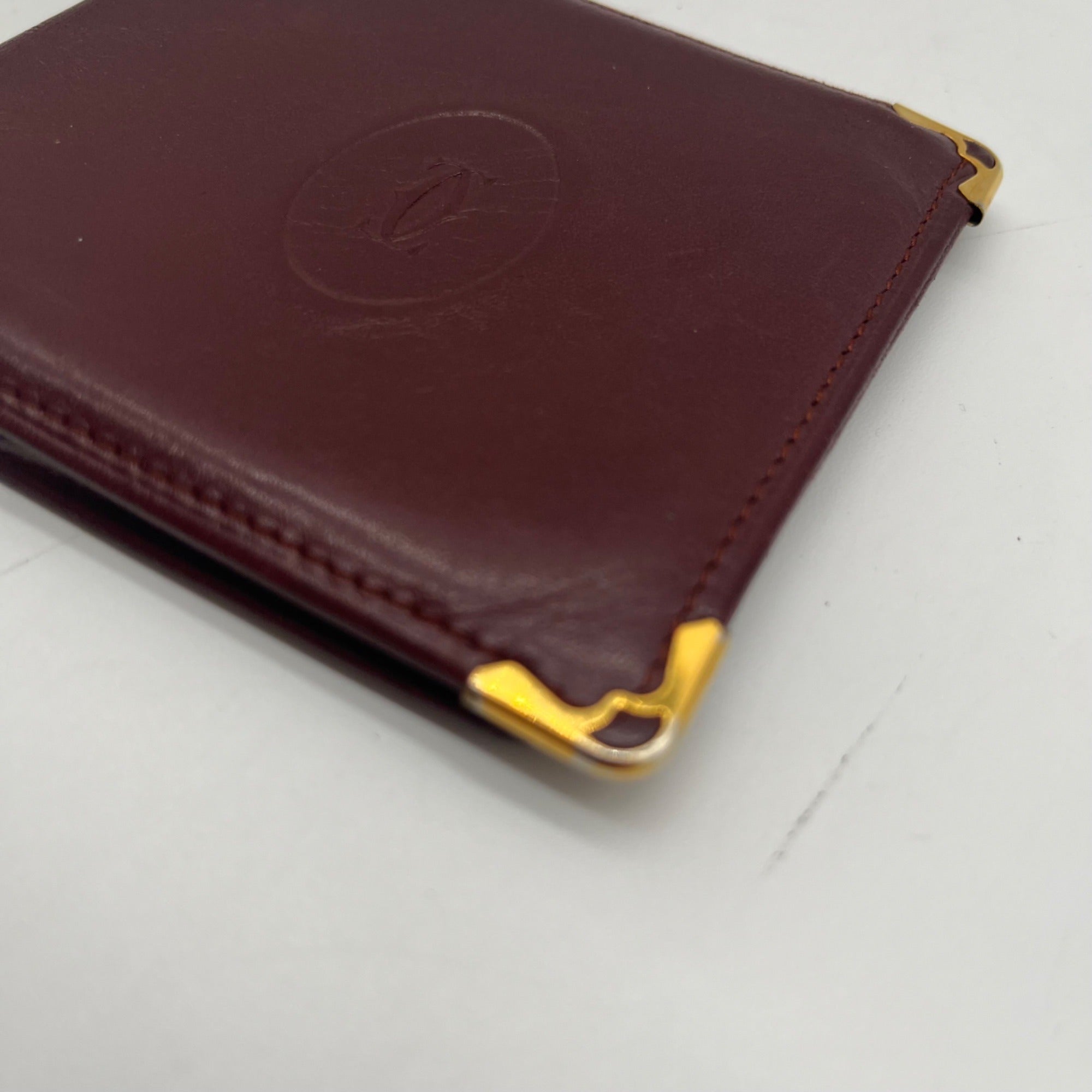 Cartier Vintage Burgundy Smooth Leather Bifold Wallet
