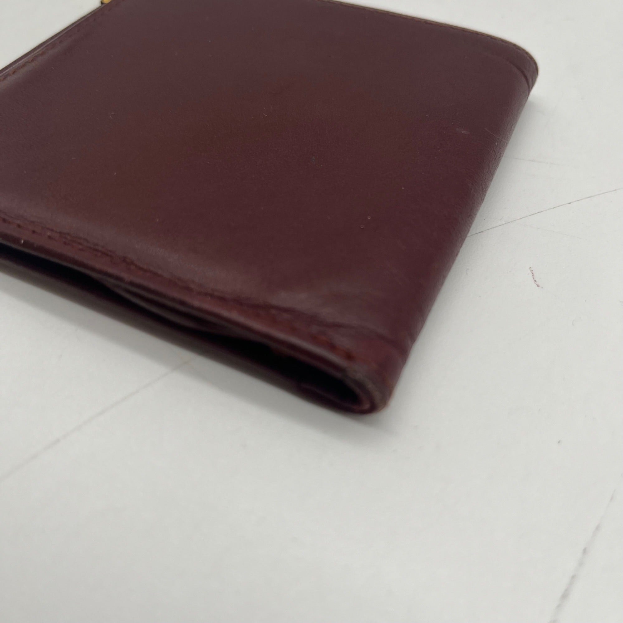 Cartier Vintage Burgundy Smooth Leather Bifold Wallet