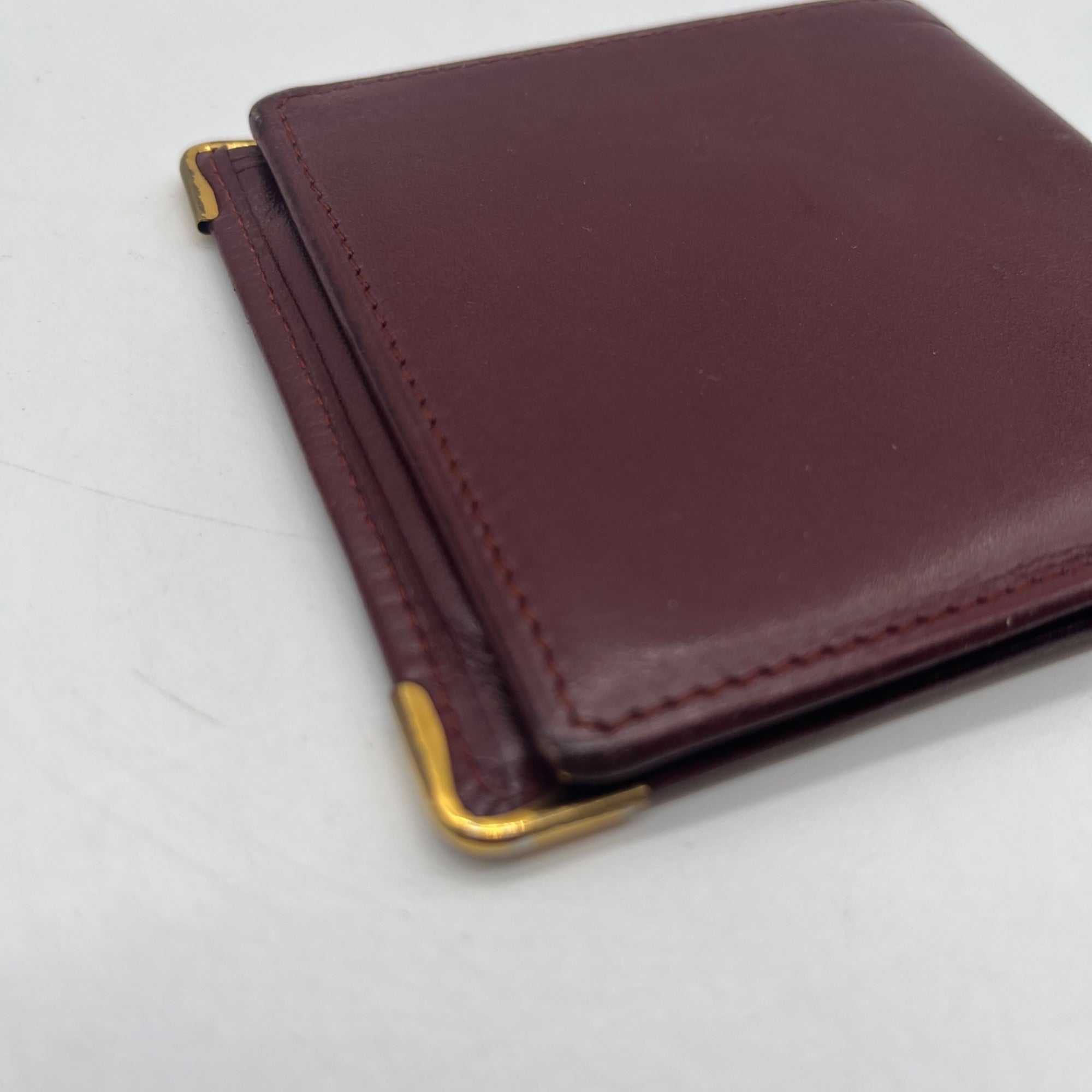 Cartier Vintage Burgundy Smooth Leather Bifold Wallet
