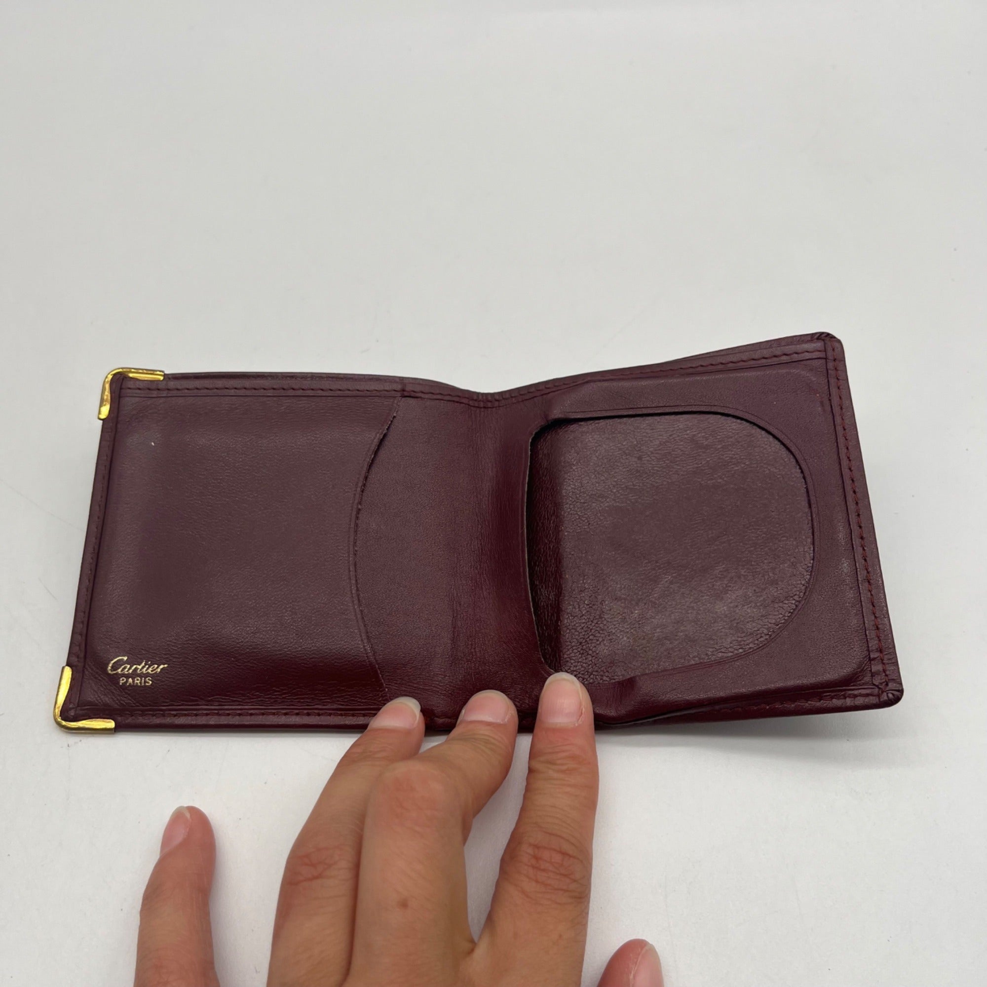 Cartier Vintage Burgundy Smooth Leather Bifold Wallet