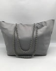 Tory Burch Light Gray Nylon Ella Chain Tote Bag