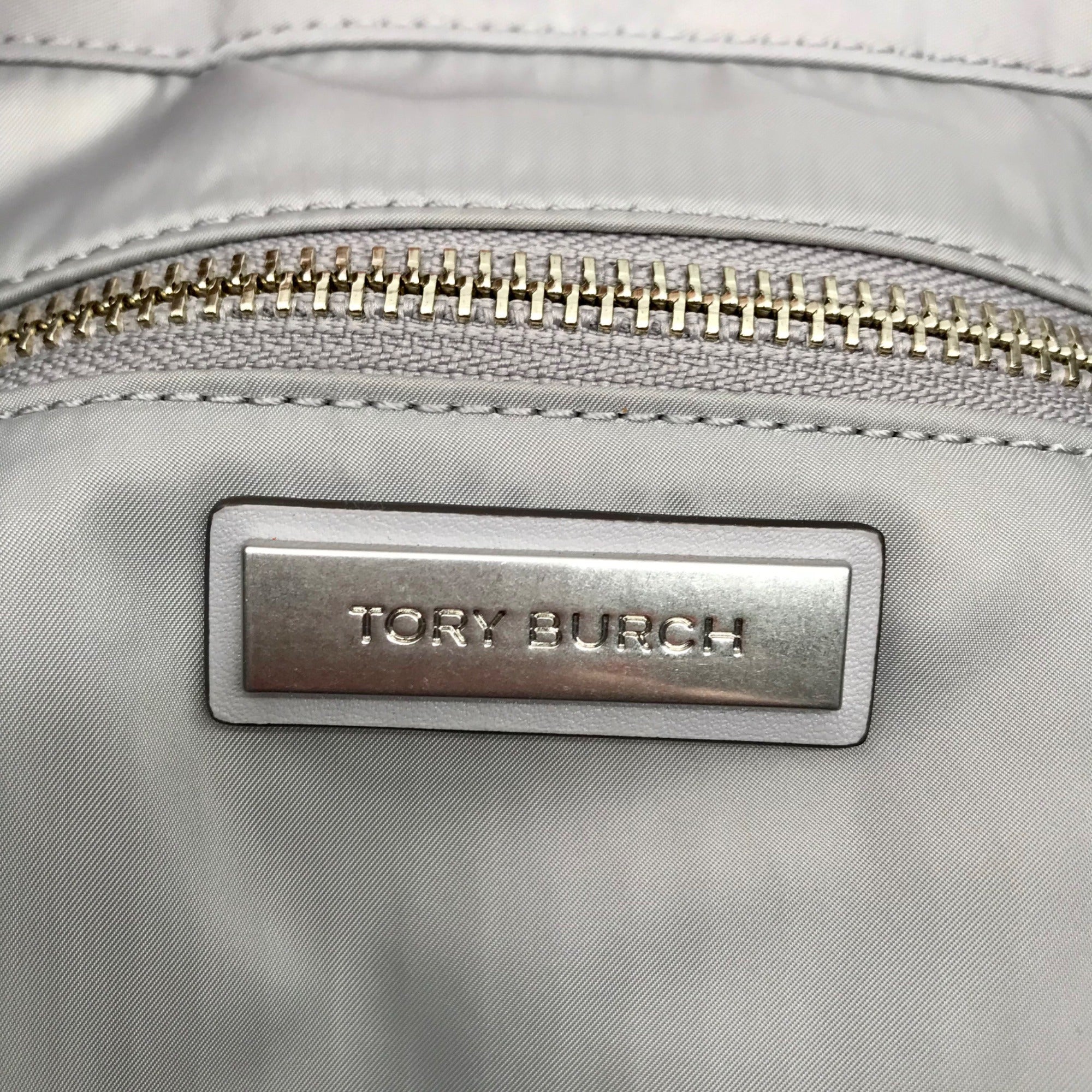 Tory Burch Light Gray Nylon Ella Chain Tote Bag