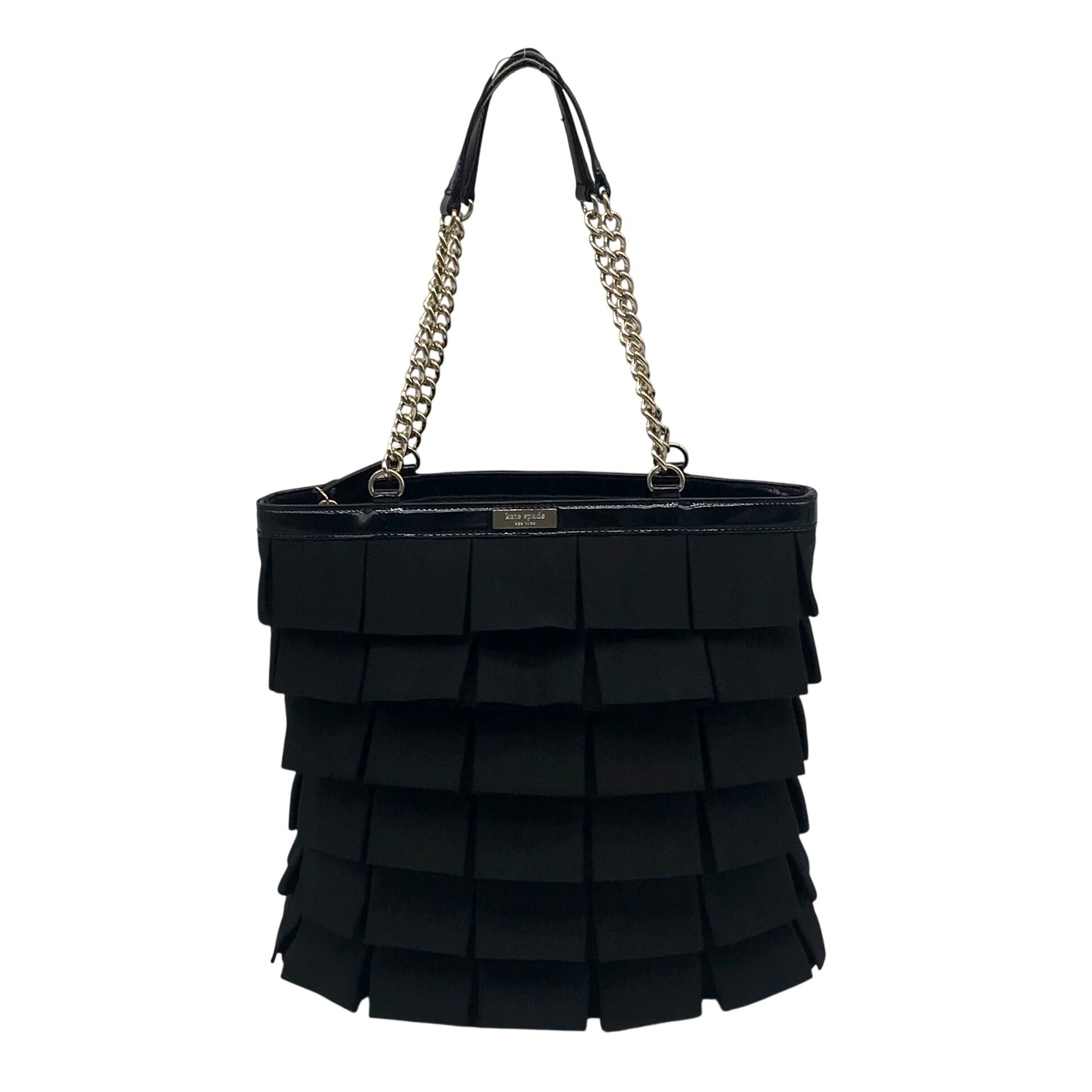 Kate Spade Black Grosgrain Plisse Priti Ruffle Tote bag