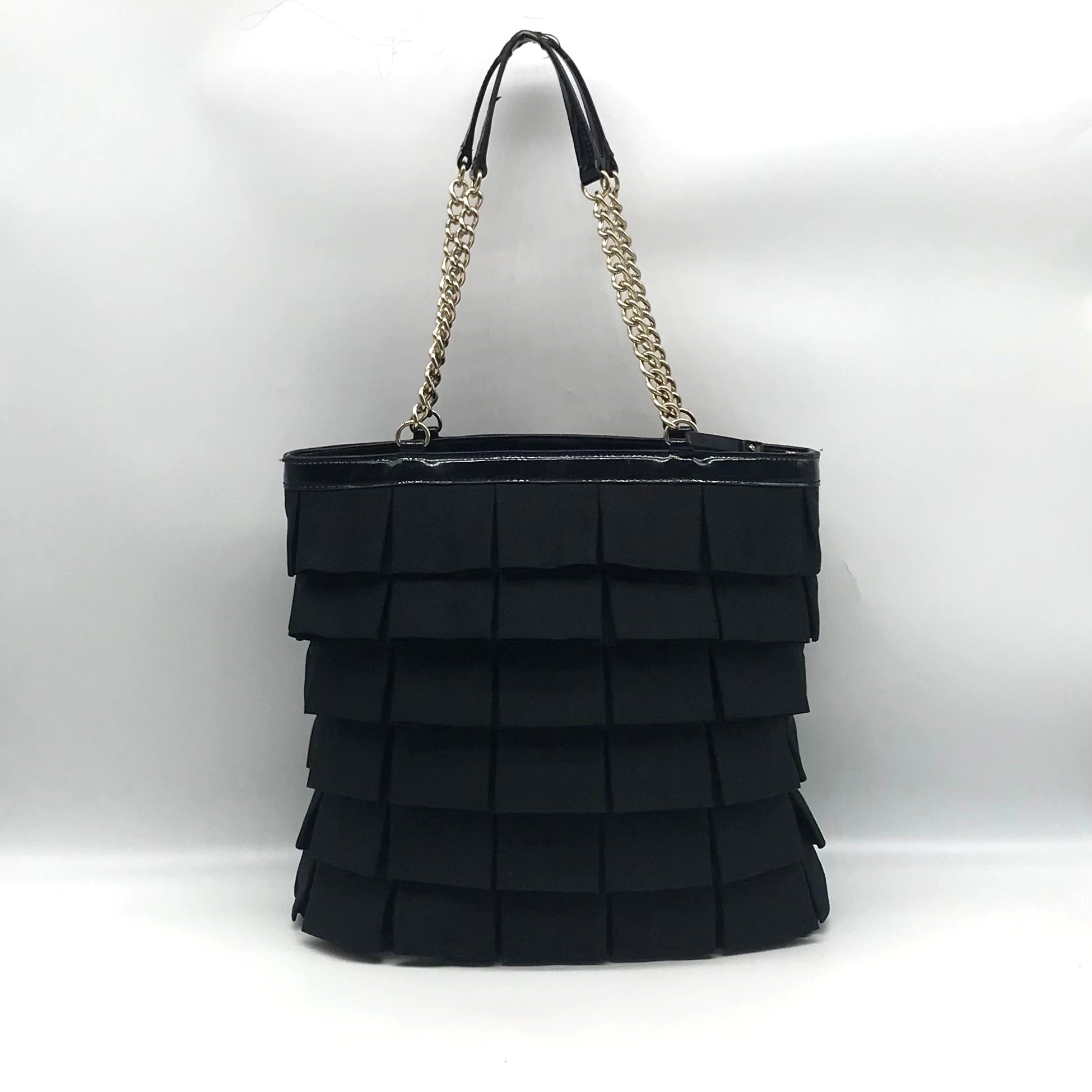 Kate Spade Black Grosgrain Plisse Priti Ruffle Tote bag