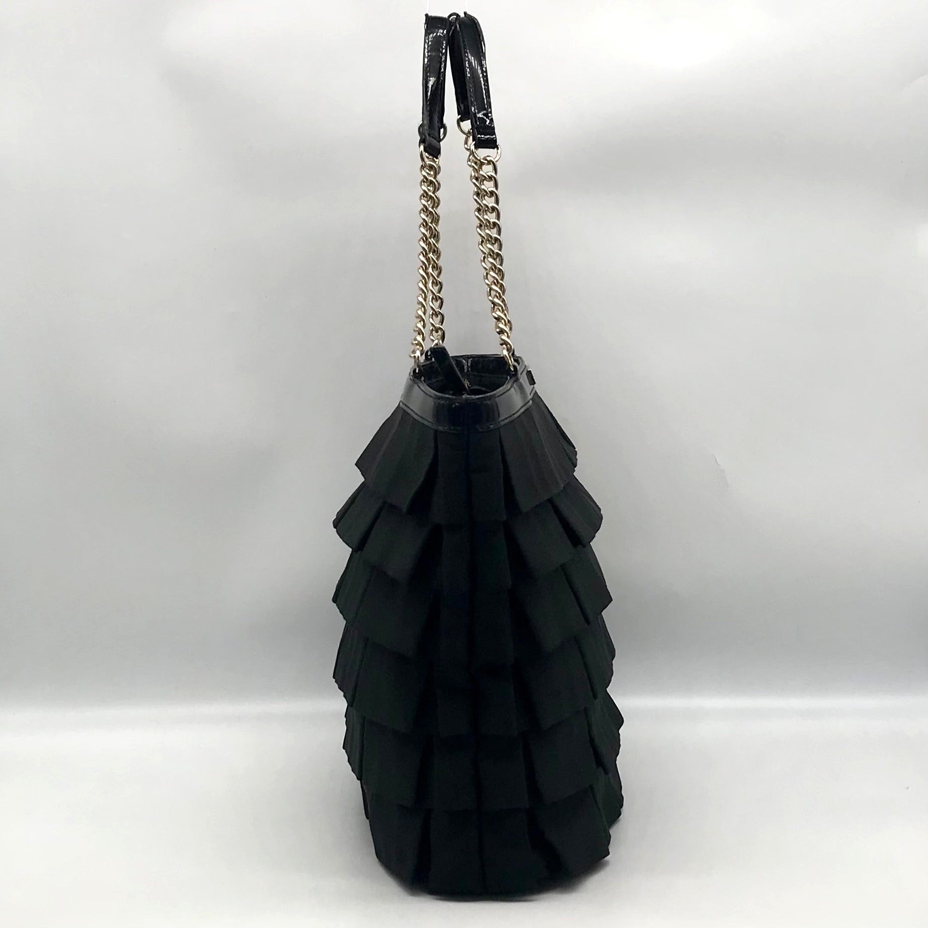 Kate Spade Black Grosgrain Plisse Priti Ruffle Tote bag