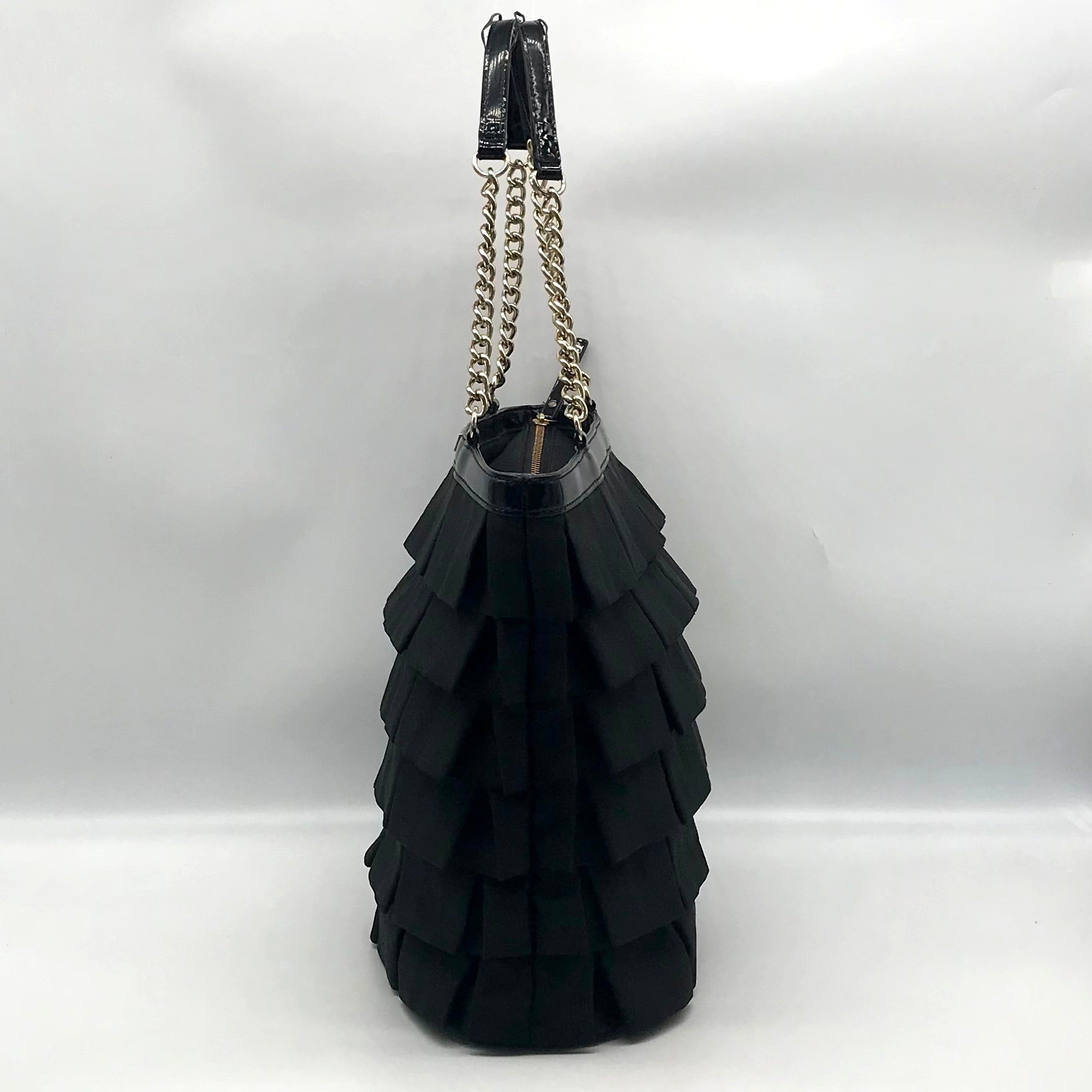 Kate Spade Black Grosgrain Plisse Priti Ruffle Tote bag