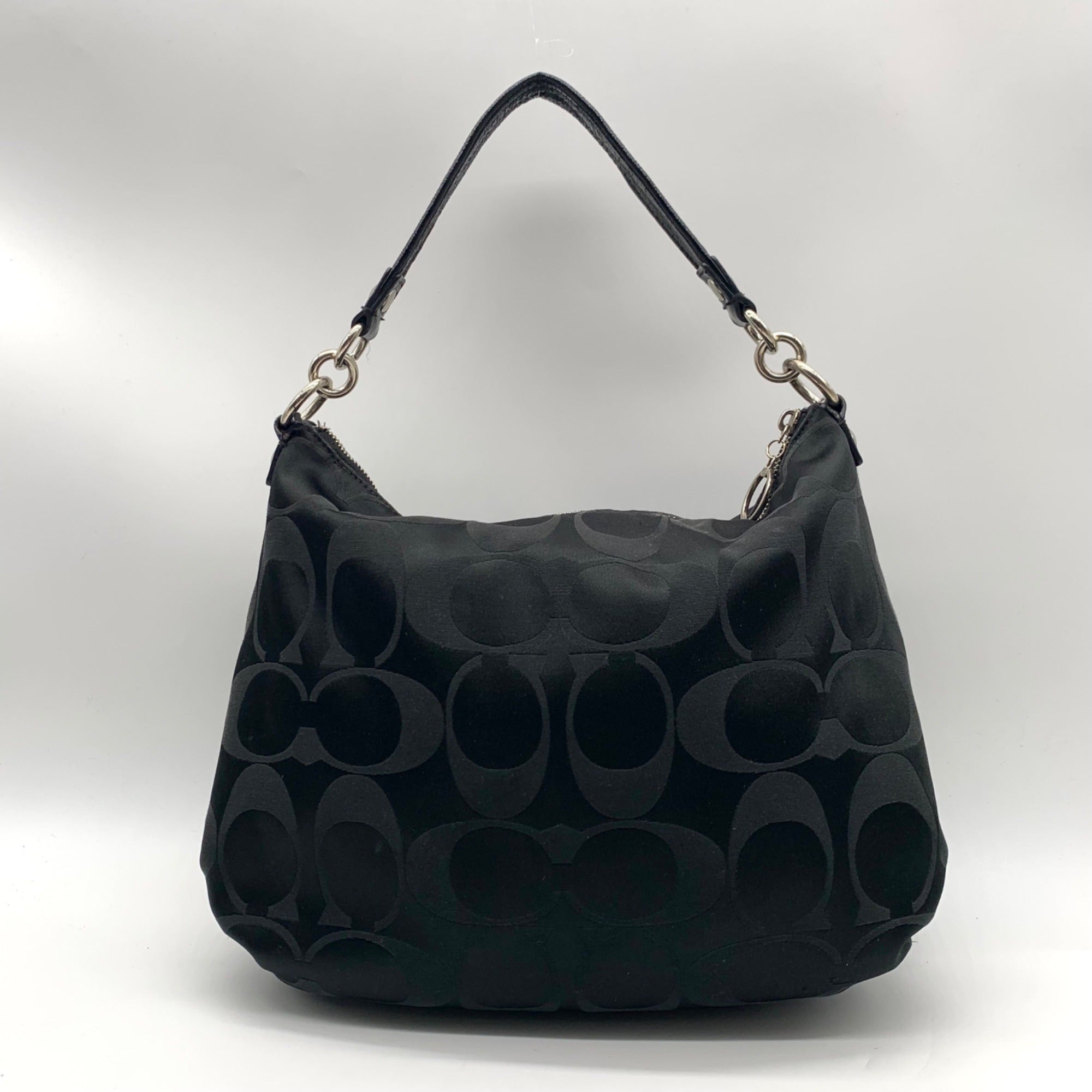 Coach Black Poppy Signature Sateen Pocket Hobo Bag-14570