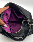 Coach Black Poppy Signature Sateen Pocket Hobo Bag-14570