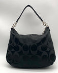 Coach Black Poppy Signature Sateen Pocket Hobo Bag-14570
