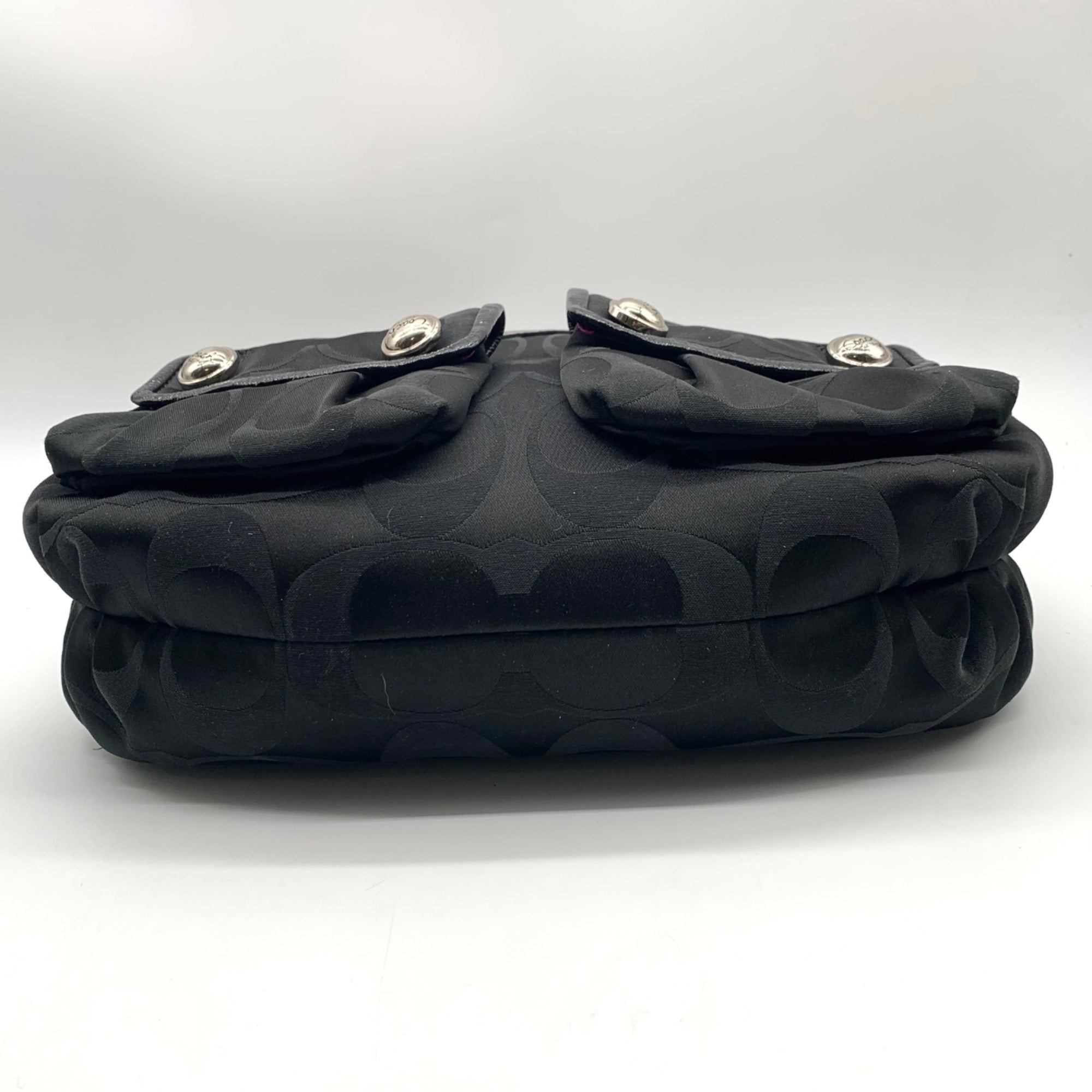 Coach Black Poppy Signature Sateen Pocket Hobo Bag-14570