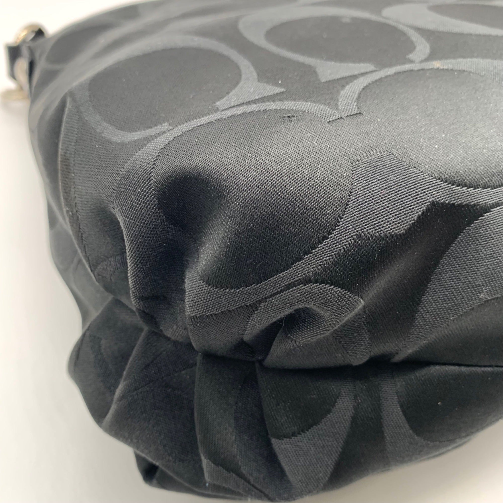 Coach Black Poppy Signature Sateen Pocket Hobo Bag-14570