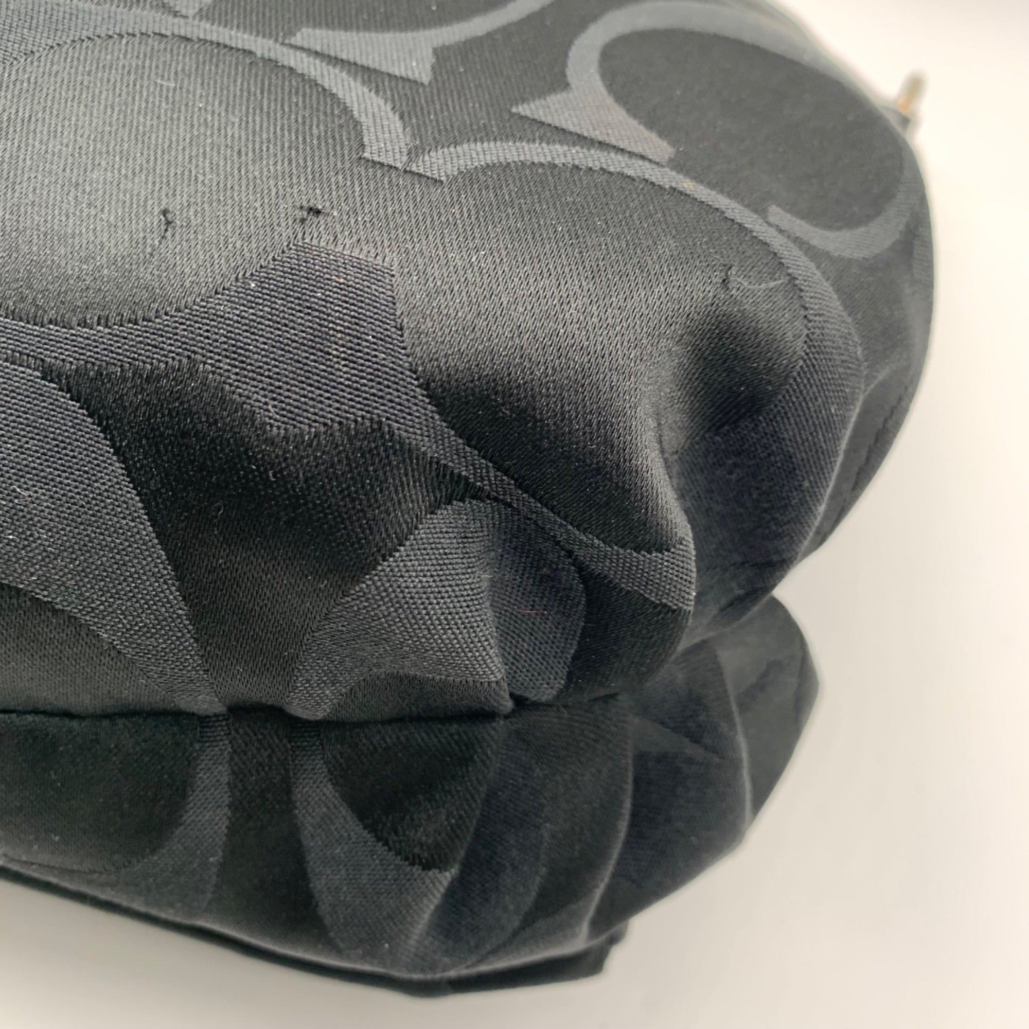 Coach Black Poppy Signature Sateen Pocket Hobo Bag-14570