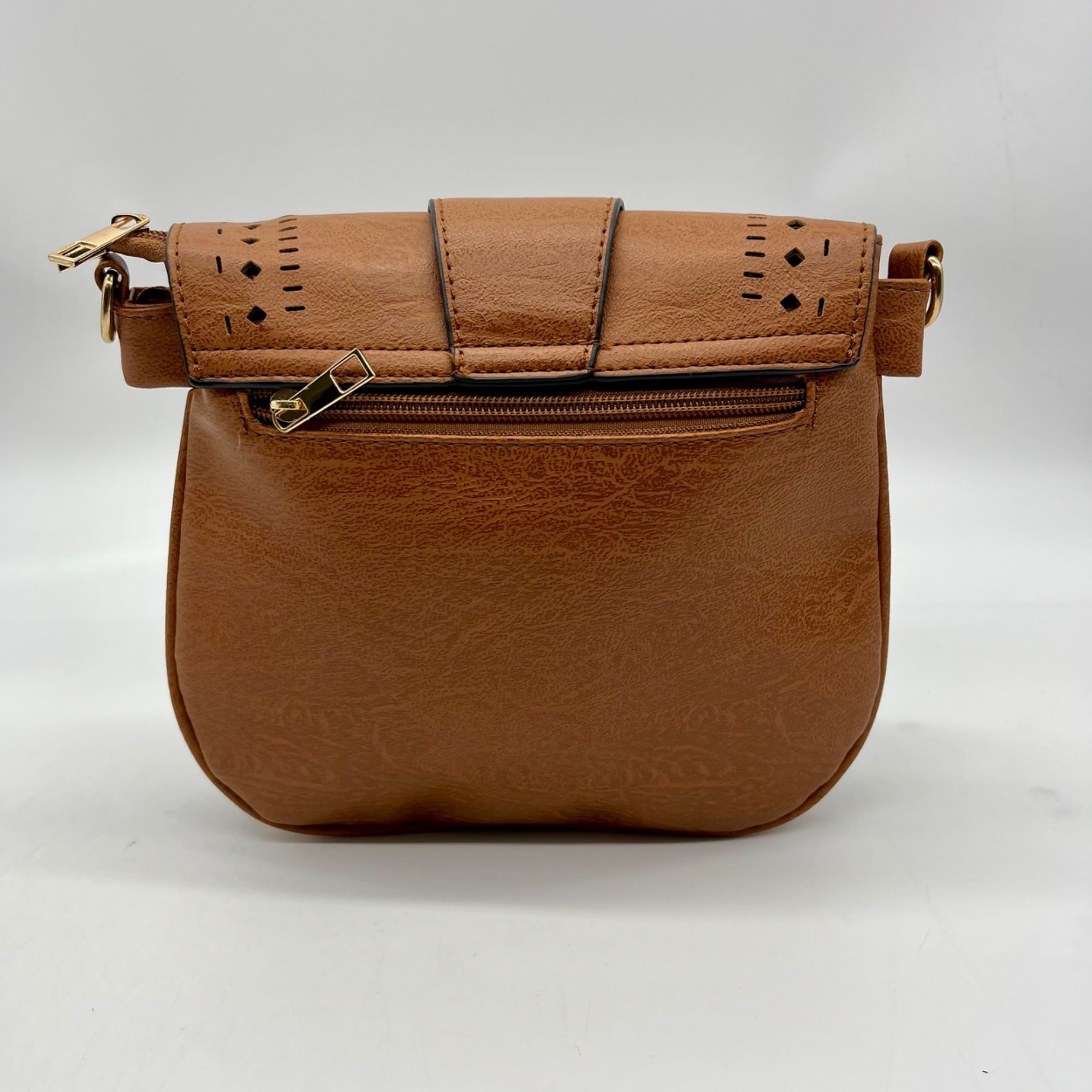 MMS Brands Brown Small Faux Leather Crossbody Bag