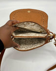 MMS Brands Brown Small Faux Leather Crossbody Bag