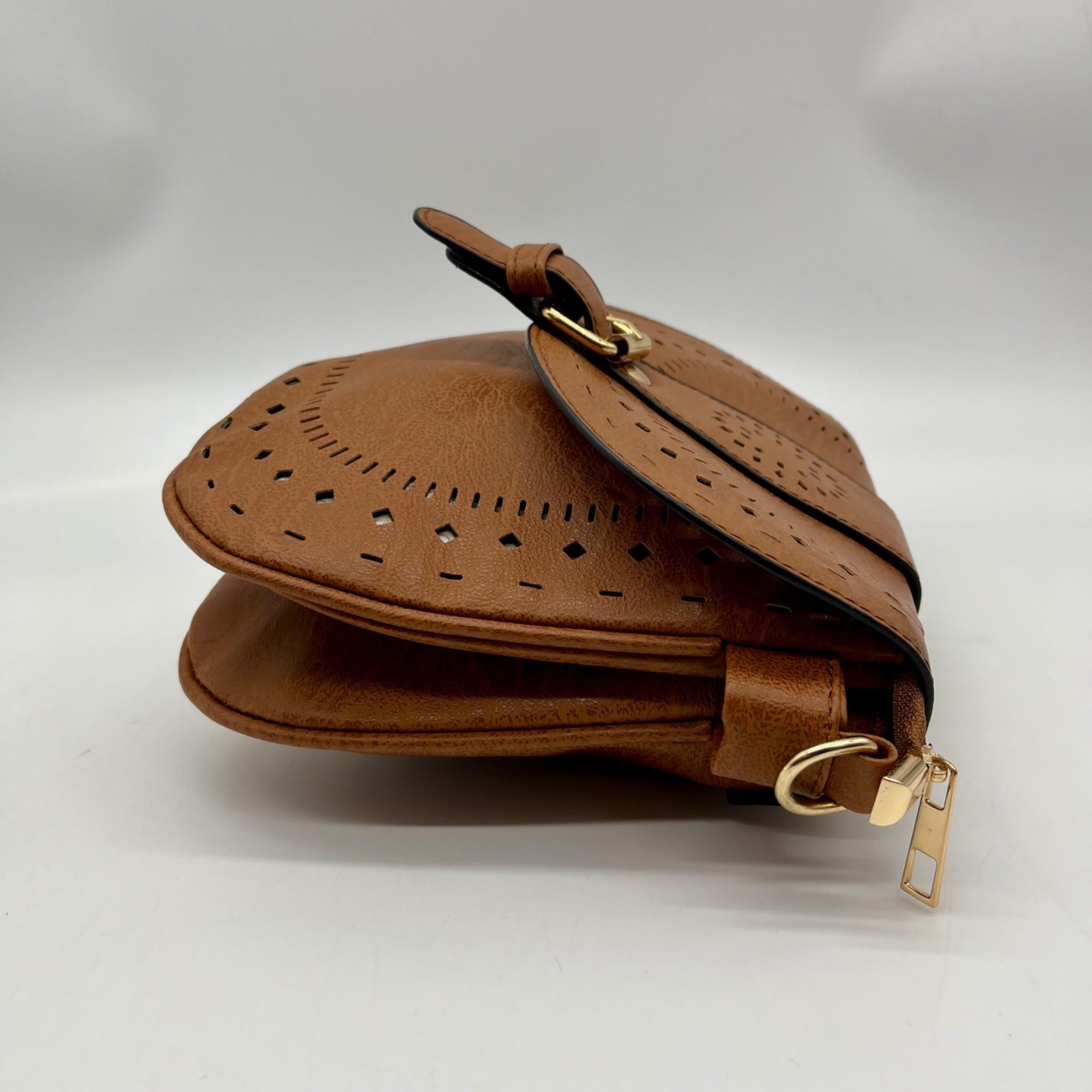 MMS Brands Brown Small Faux Leather Crossbody Bag