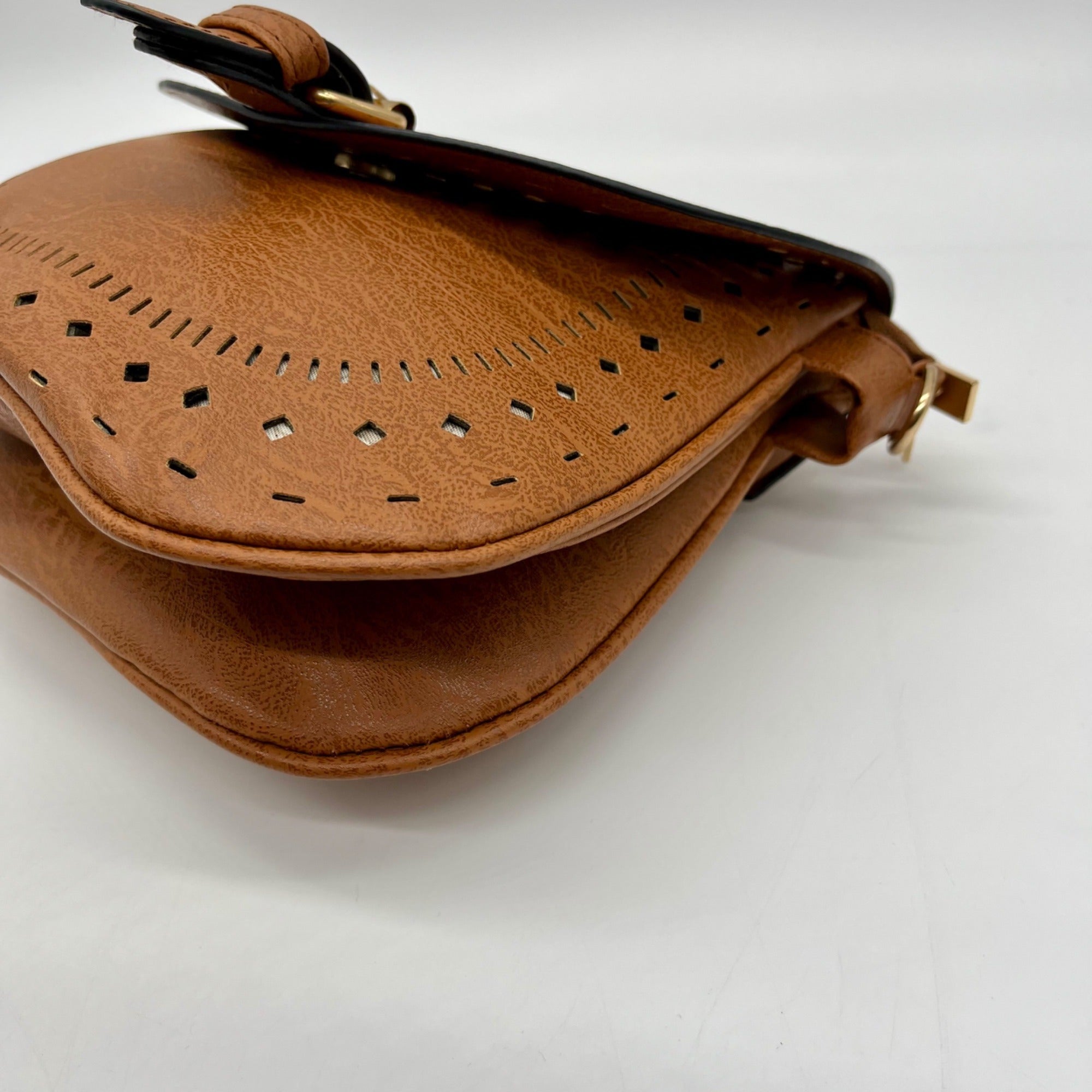 MMS Brands Brown Small Faux Leather Crossbody Bag