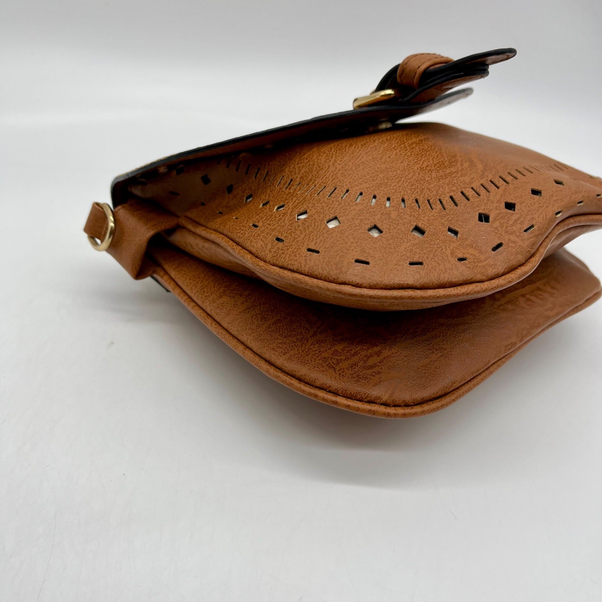 MMS Brands Brown Small Faux Leather Crossbody Bag