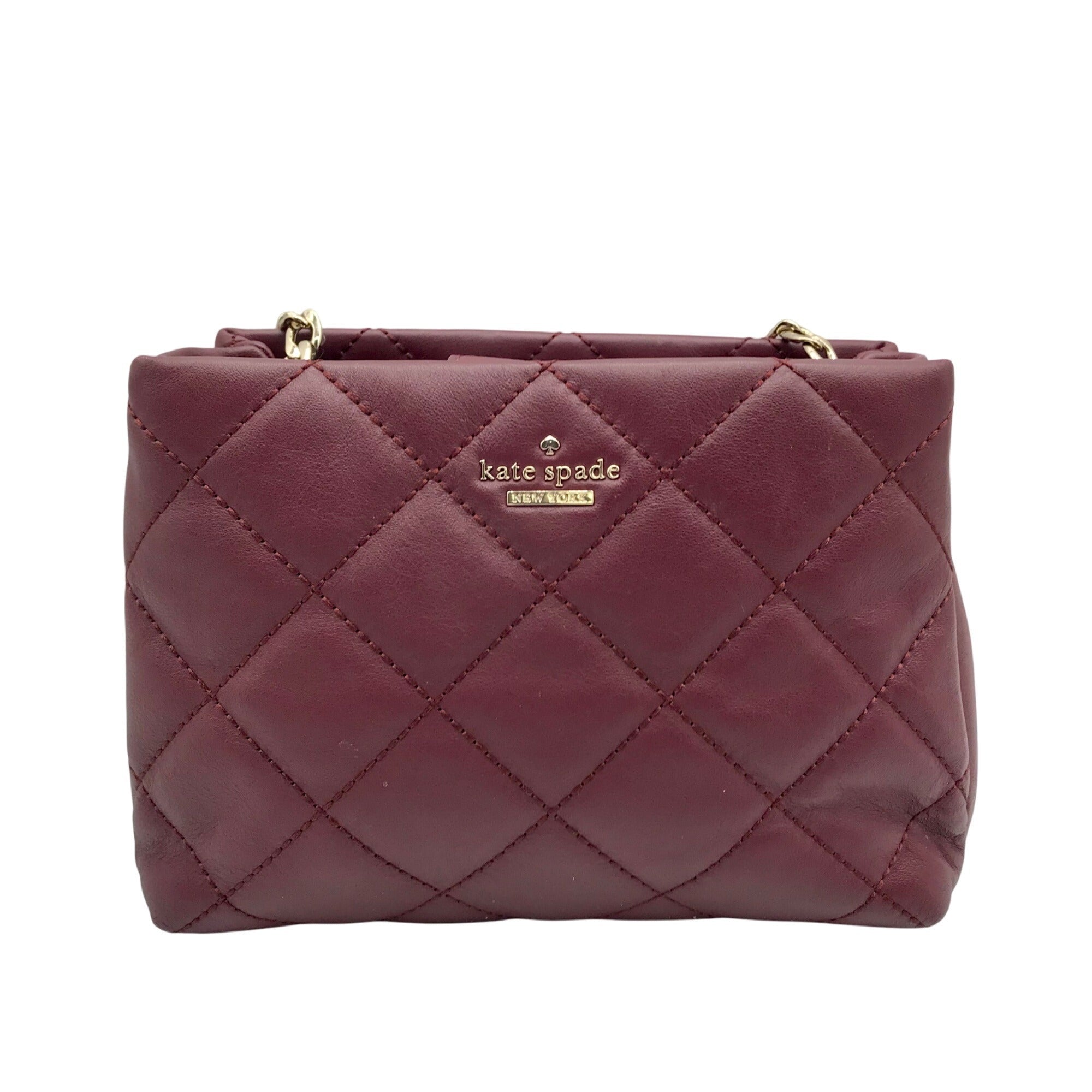 Kate Spade Burgundy Quilted Leather Emerson Place Jenia Shoulder Bag