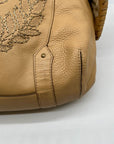 Cole Haan Beige Embroidered Leather Hobo Bag