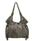 Elliot Lucca Grey Leather Sintra Snake Embossed  Shoulder bag