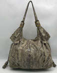 Elliot Lucca Grey Leather Sintra Snake Embossed  Shoulder bag