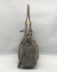 Elliot Lucca Grey Leather Sintra Snake Embossed  Shoulder bag