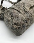 Elliot Lucca Grey Leather Sintra Snake Embossed  Shoulder bag