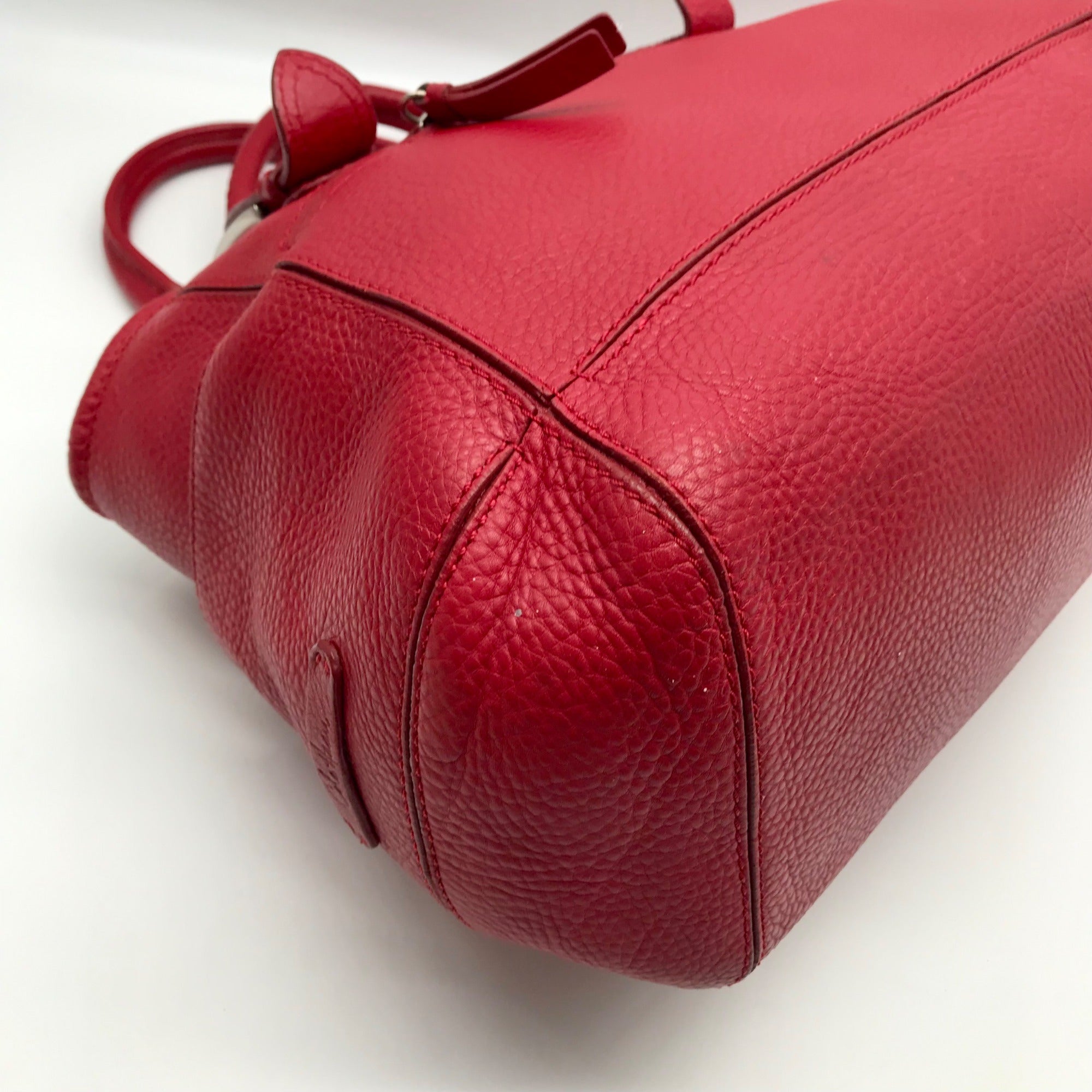 Cole Hann Red Pebbled Leather Large Satchel