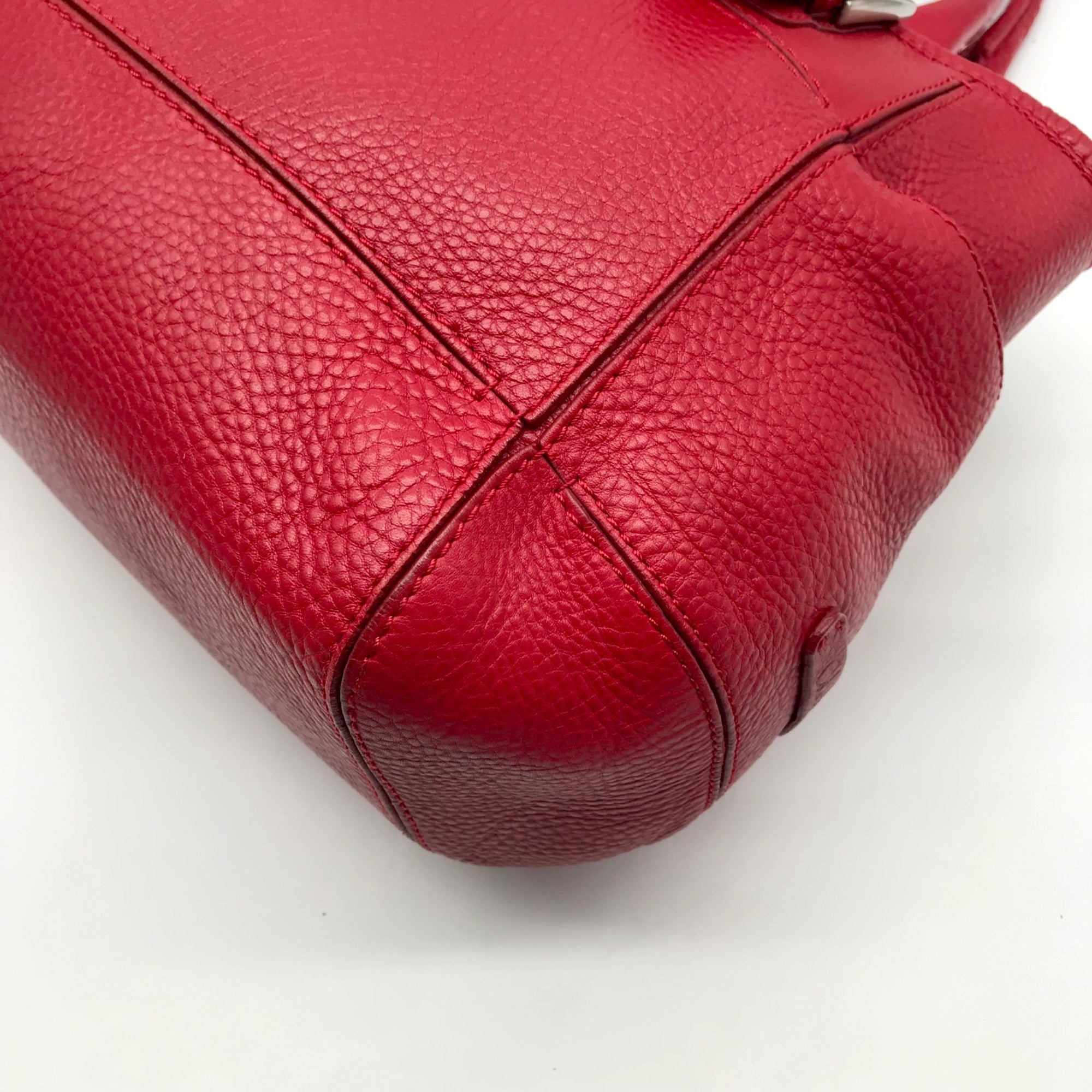 Cole Hann Red Pebbled Leather Large Satchel